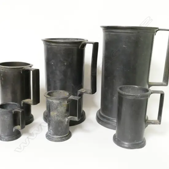 A graduated set of six Continental pewter measures
