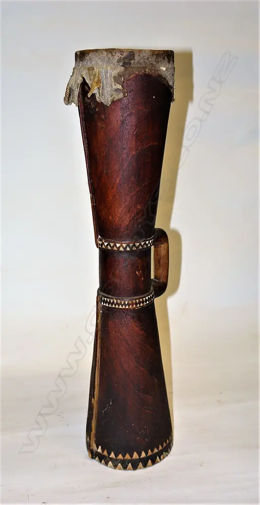 An old Asmat (Papua New Guinea) carved wood drum Image 1++