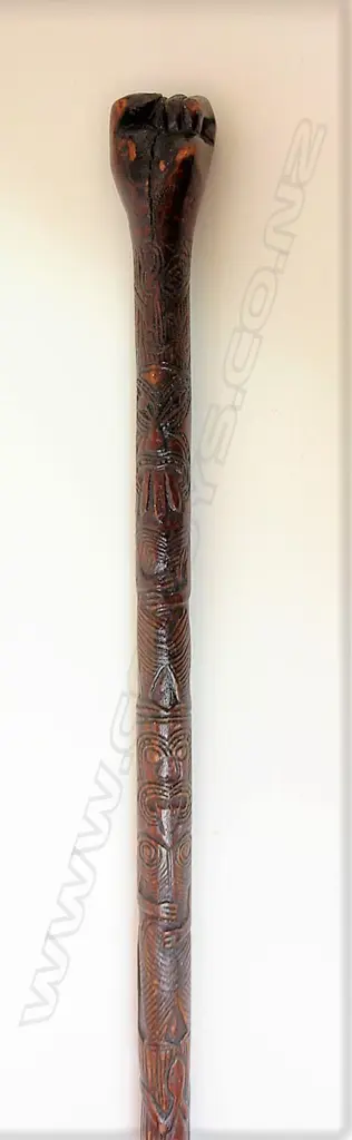 A vintage Maori carved walking stick Image 1++