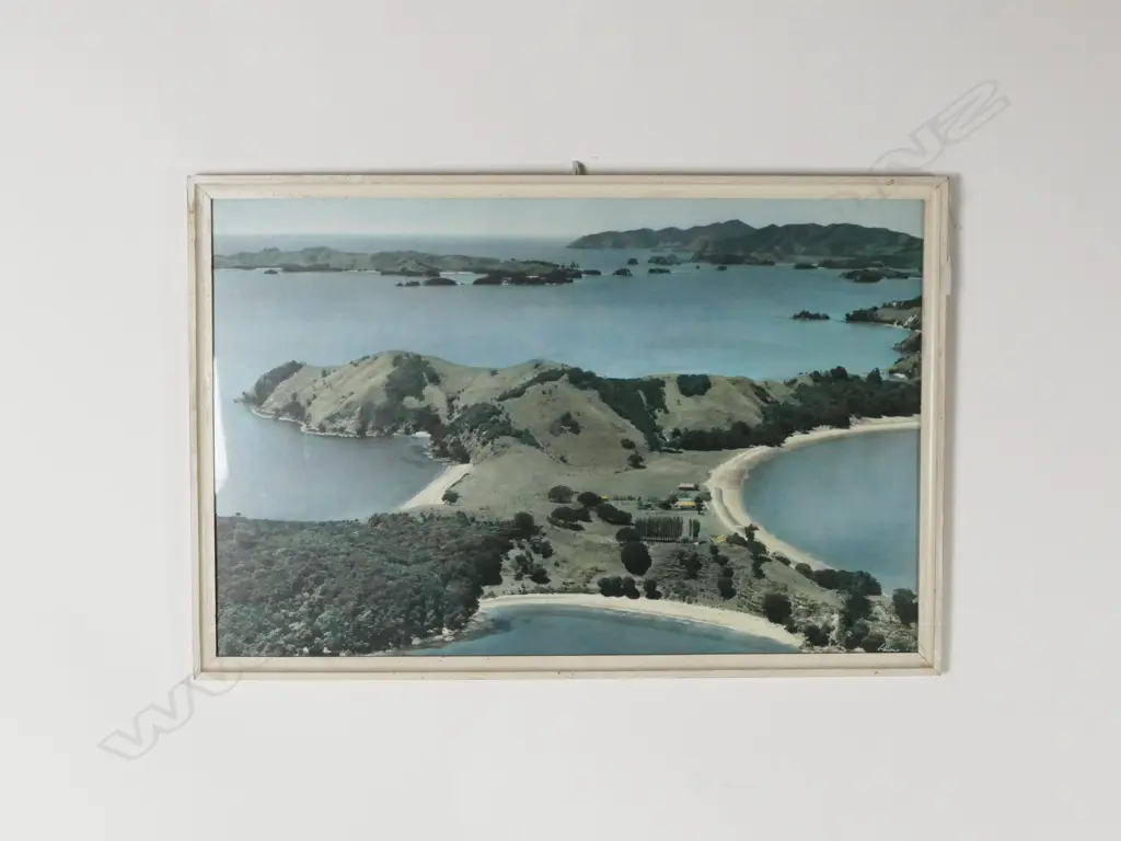 Whites Aviation handcoloured photograph 'Orokawa Bay' (Bay of Islands) Image 1++
