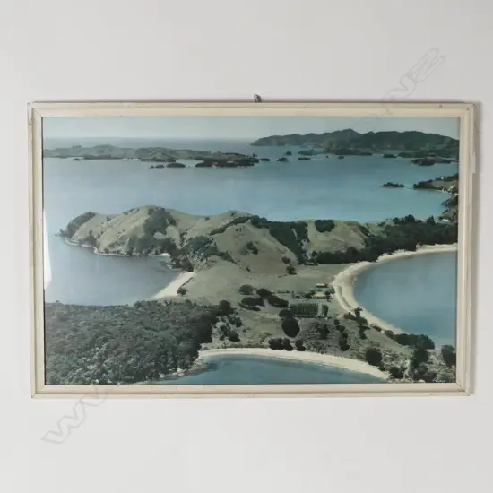 Whites Aviation handcoloured photograph 'Orokawa Bay' (Bay of Islands)