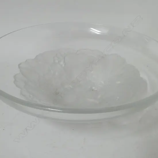 A frosted and clear glass bowl
