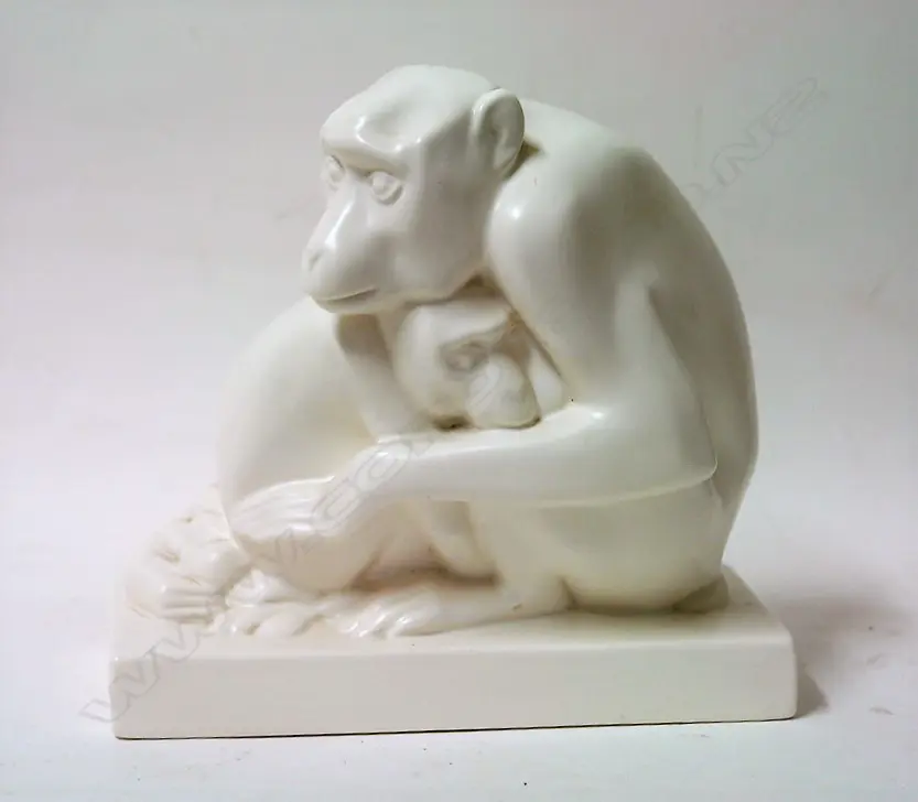 A Wedgwood sculpture of a mother and child monkey group by John Skeaping Image 1++
