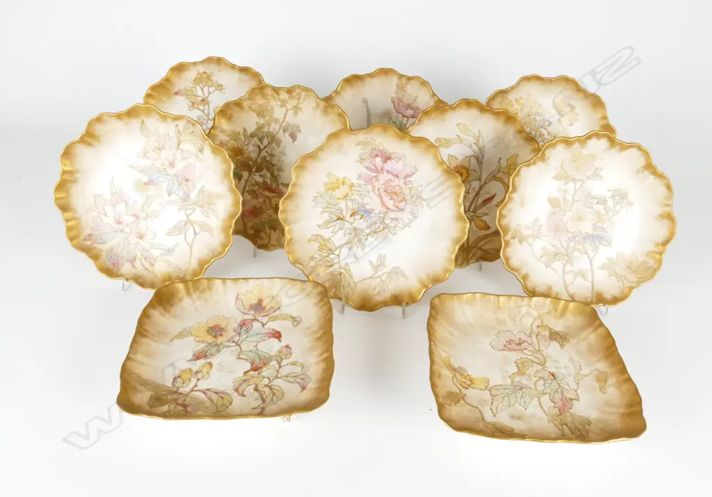 A Victorian period Doulton Burslem white bone china dessert set Image 1++