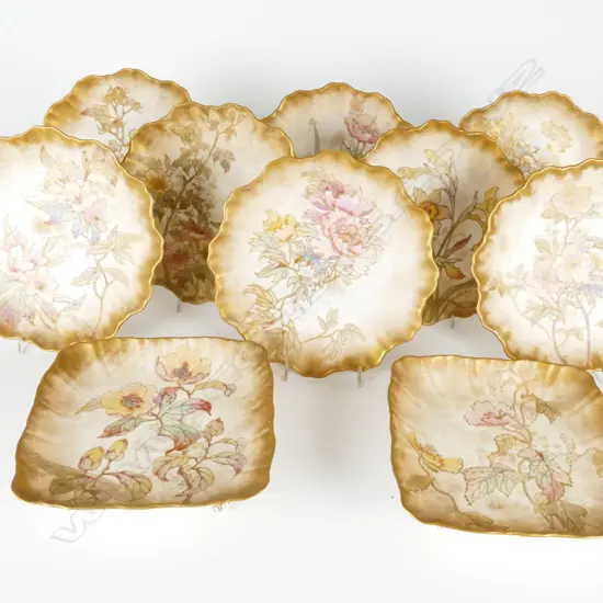 A Victorian period Doulton Burslem white bone china dessert set