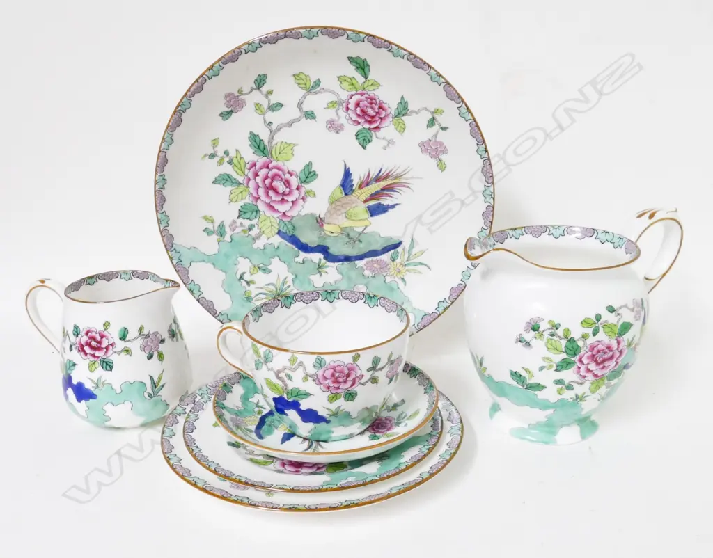 A large Crown Staffordshire white bone china dinner-tea set Image 1++