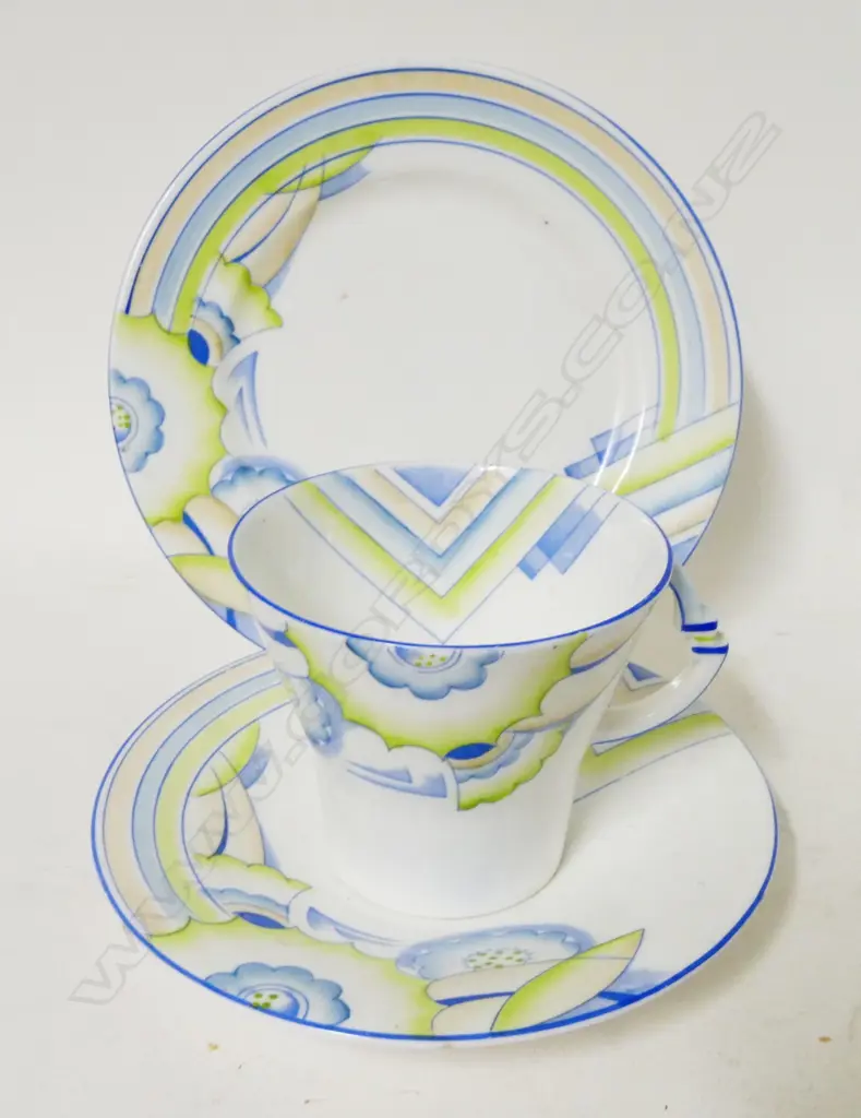 A Royal Albert 'Rainbow' pattern Art Deco style trio Image 1++