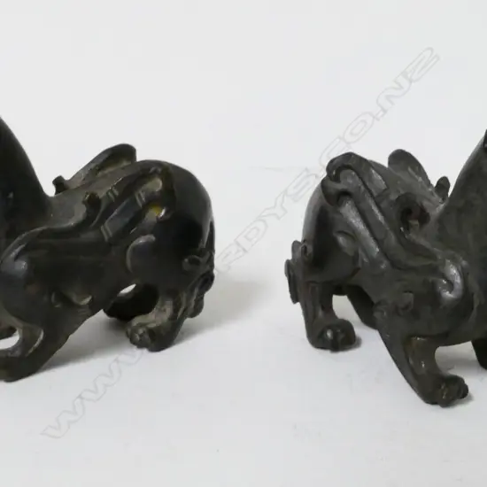 Two small Chinese bronze qilin