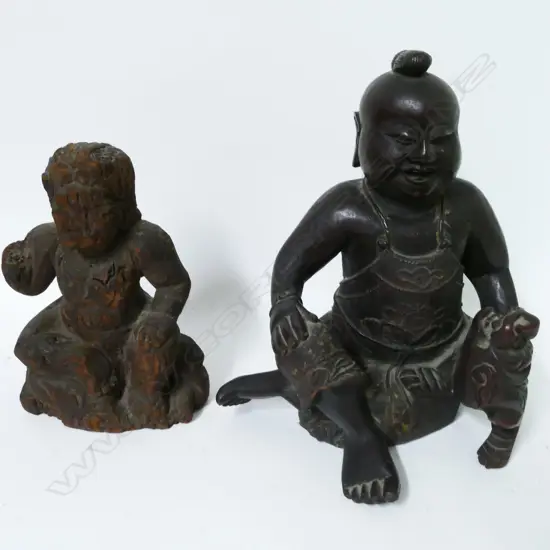 Two Chinese carved wood figures