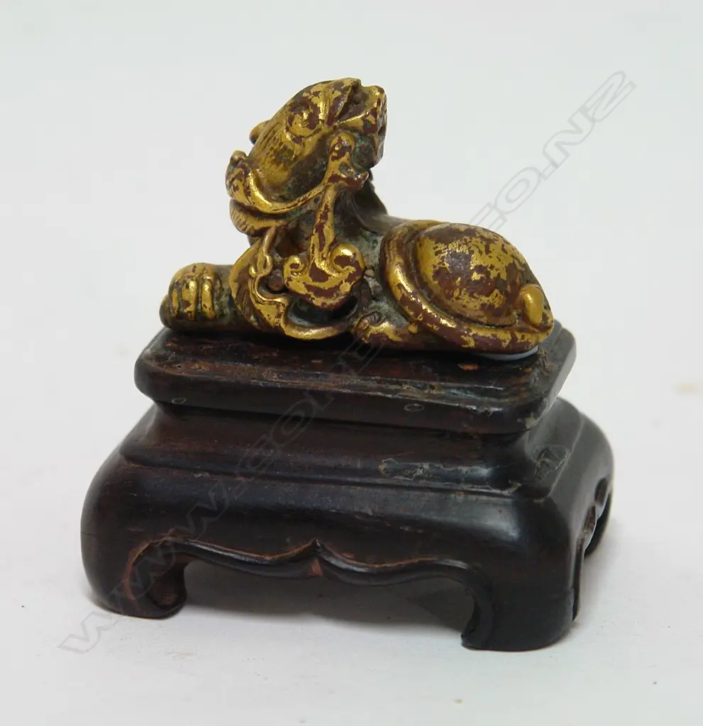 An old quality Chinese gilded bronze small shishi Image 1++