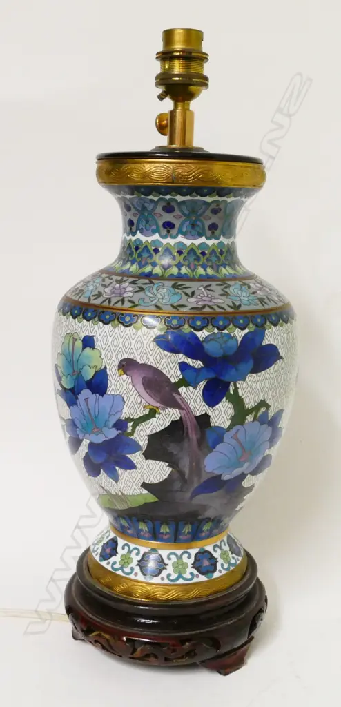 A Chinese cloisonné baluster lamp base Image 1++