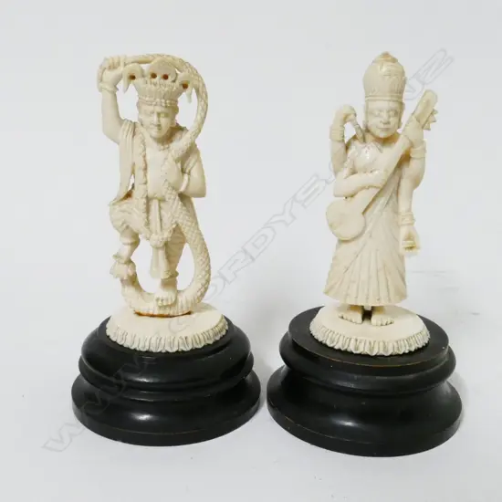 Two small Indian ivory carved figures