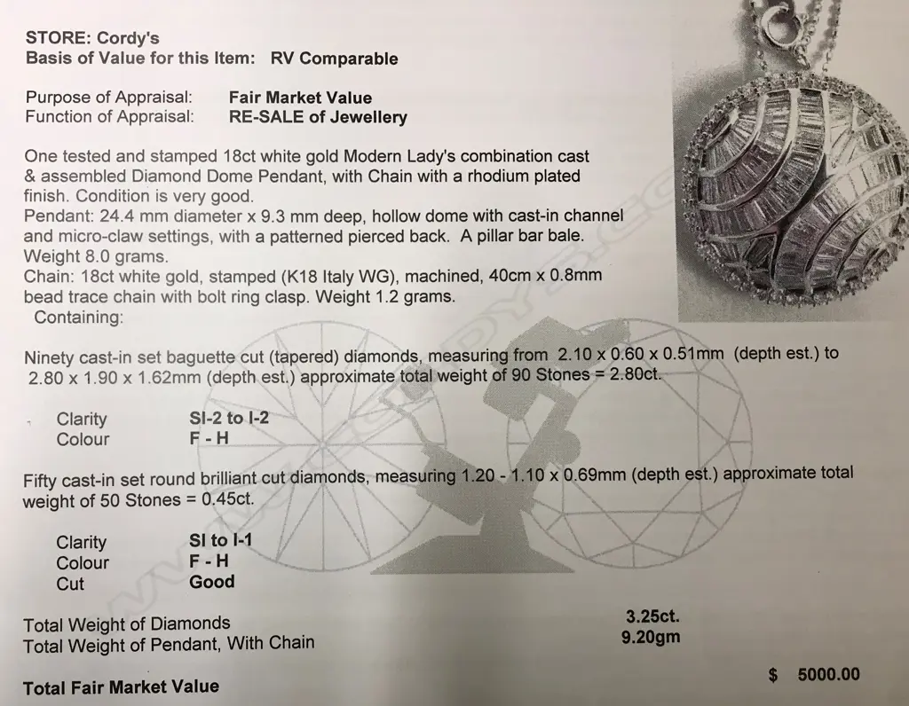 A modern 18ct. white gold and diamond set pendant on chain Image 1++