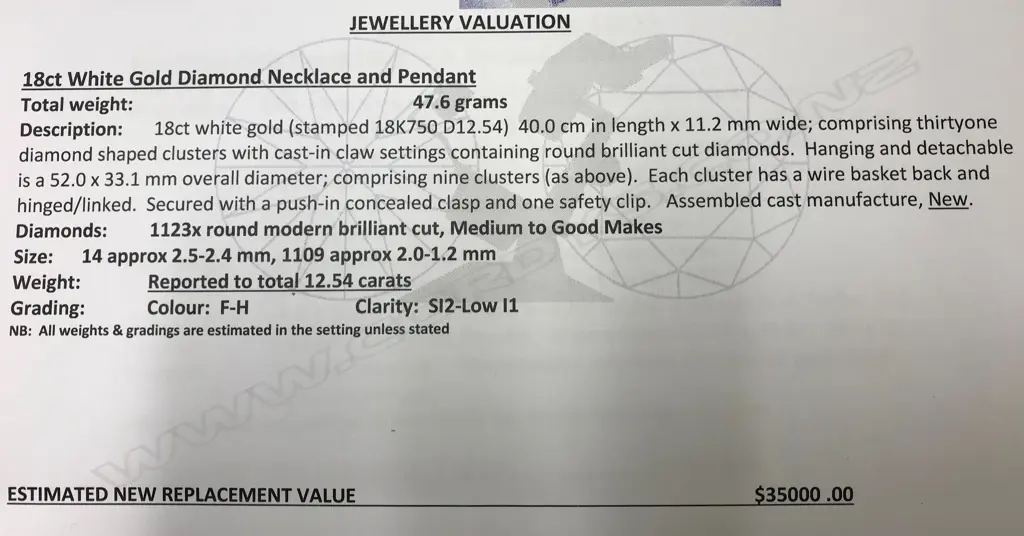 An impressive modern lady's 18ct. white gold pendanted necklace Image 1++