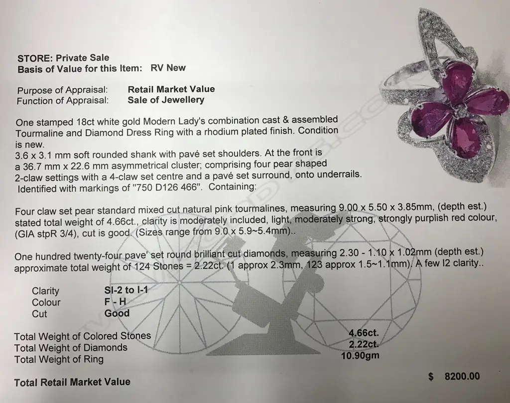 A modern lady's 18ct. gold rubellite and diamond cocktail ring Image 1++