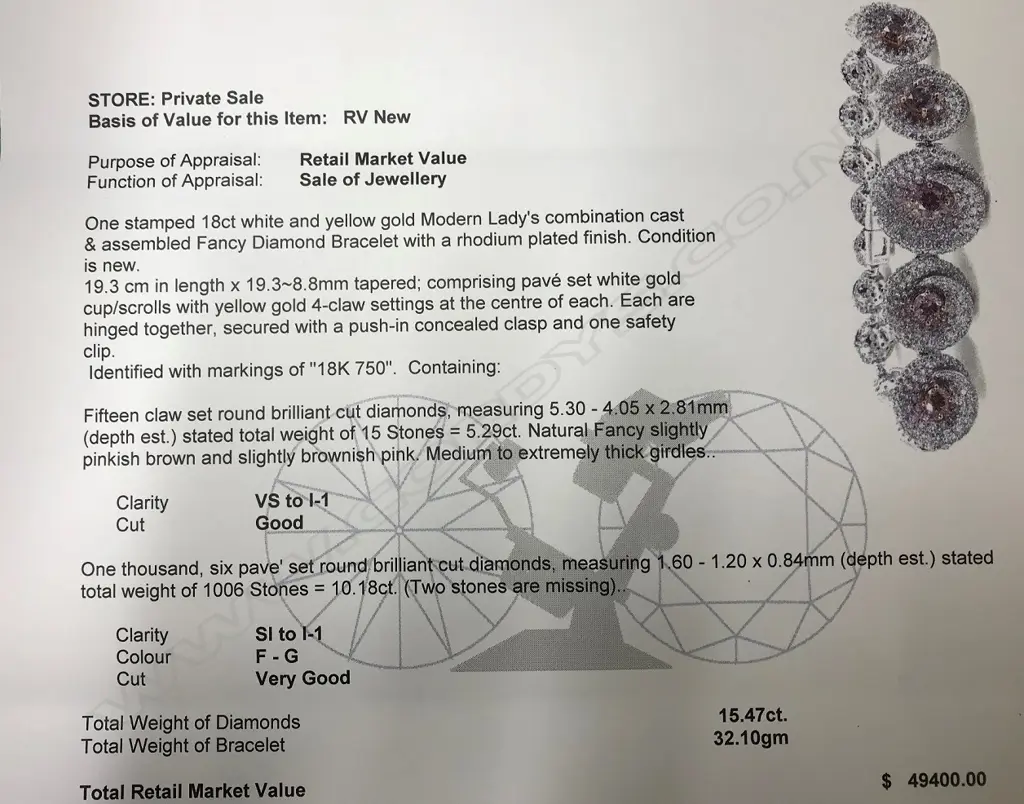 An impressive modern lady's 18ct. white gold and diamond bracelet Image 1++