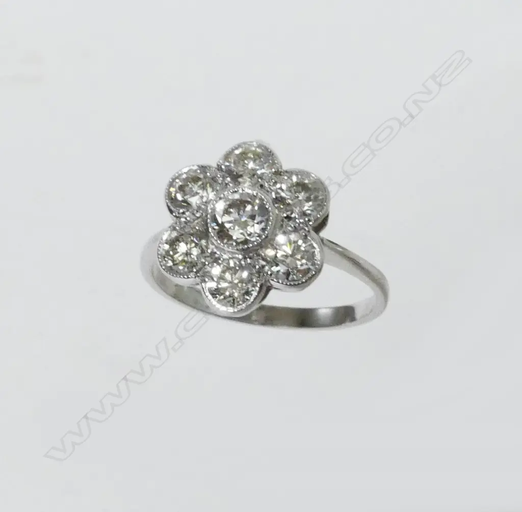 An 18ct white gold and cluster ring Image 1++
