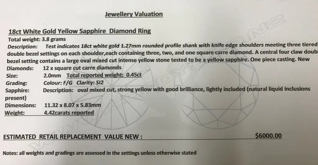 An 18ct white gold yellow sapphire and diamond ring Image 1++