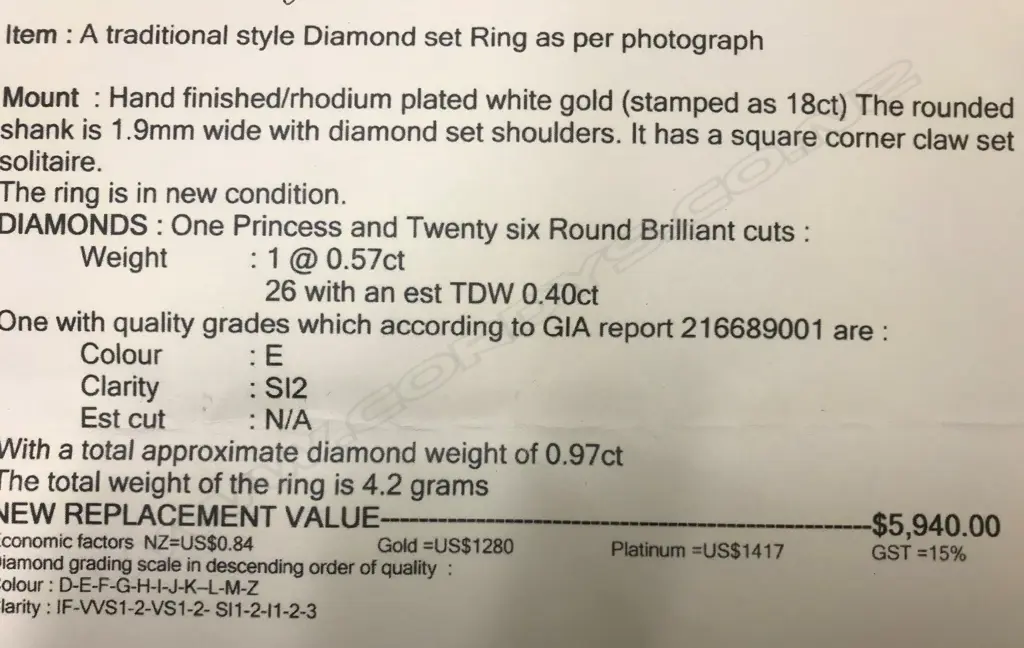 An 18ct. white gold and diamond solitaire ring Image 1++