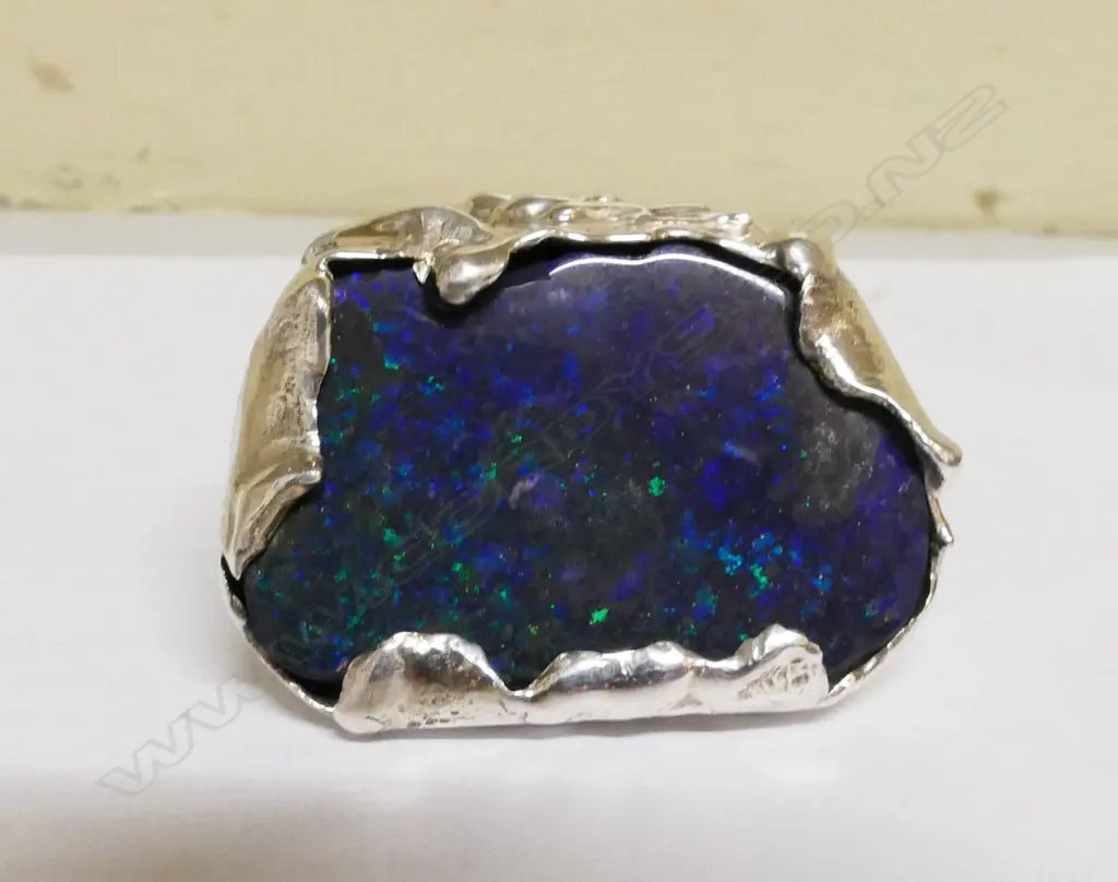A large silver and opal ring Image 1++