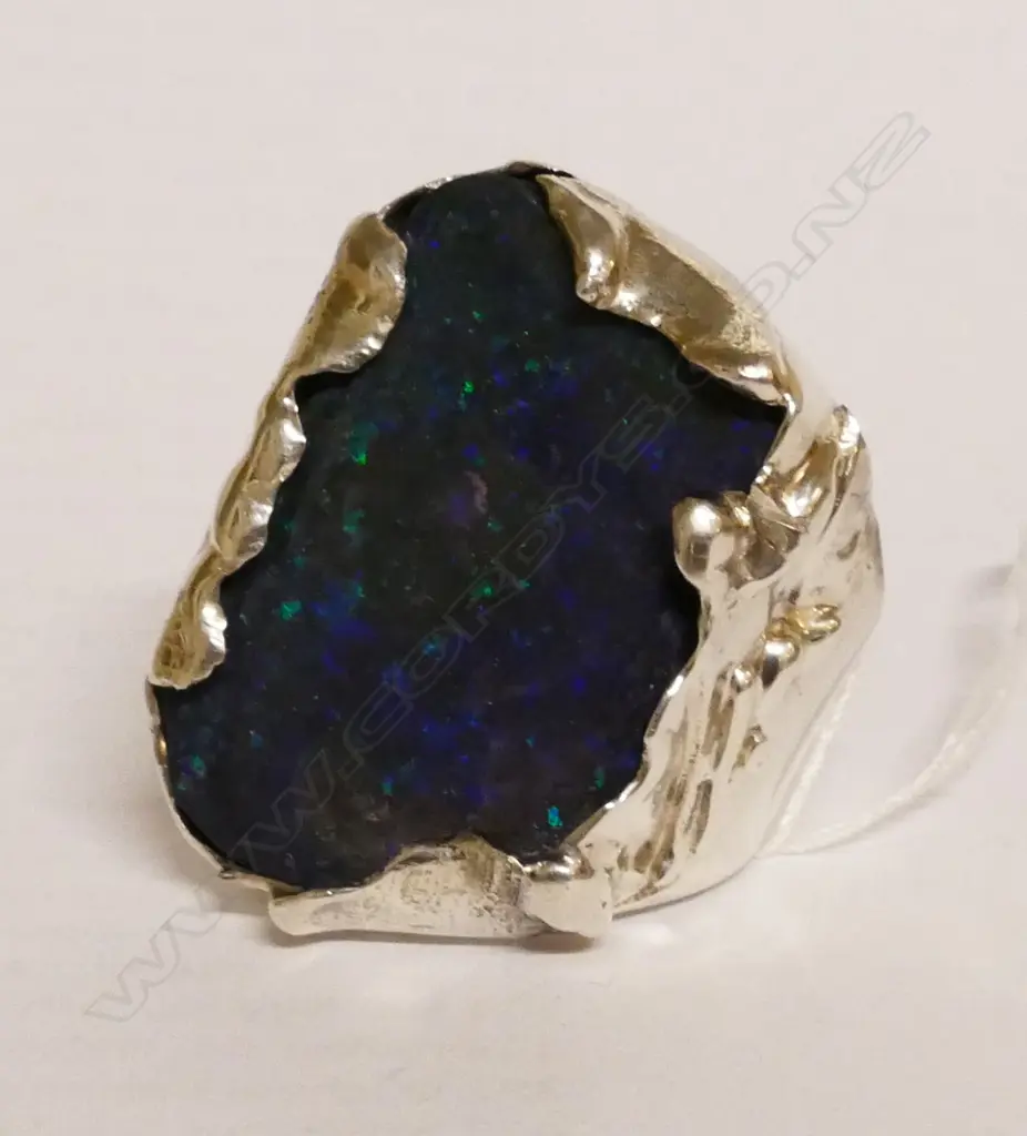 A large silver and opal ring Image 1++