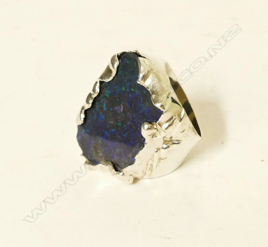 A large silver and opal ring Image 1++