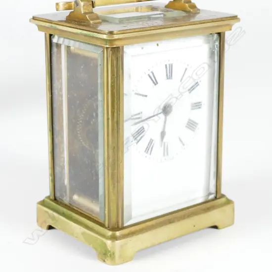 A brass cased carriage clock