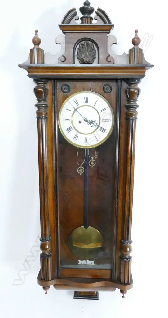 A 19thC walnut Vienna regulator wall clock Image 1++