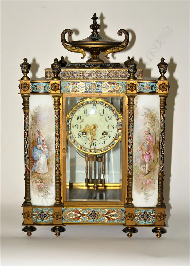 A 19thC French ormolu and cloisonné highly decorative mantel clock Image 1++