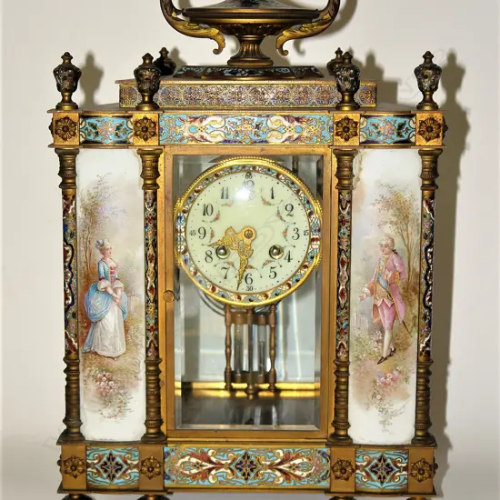 A 19thC French ormolu and cloisonné highly decorative mantel clock
