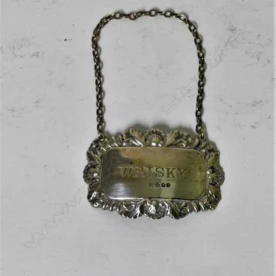 A Georgian style silver decanter ticket