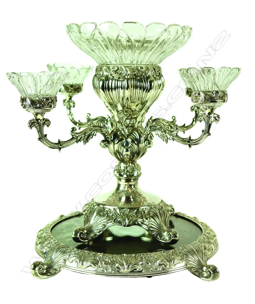 A Victorian large silver plate table centrepiece on tray Image 1++