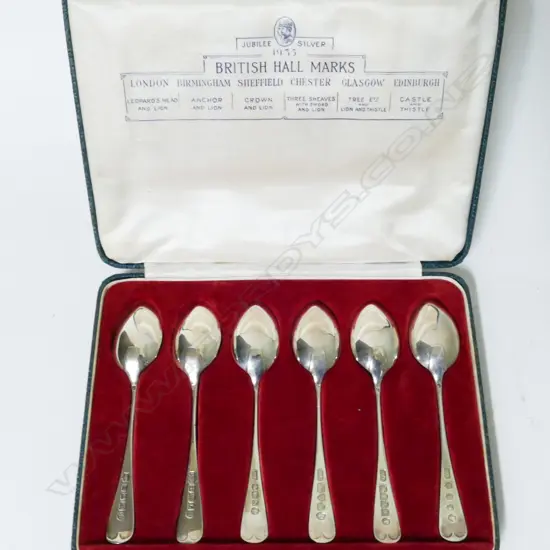 A boxed set of six Old English Jubilee silver teaspoons