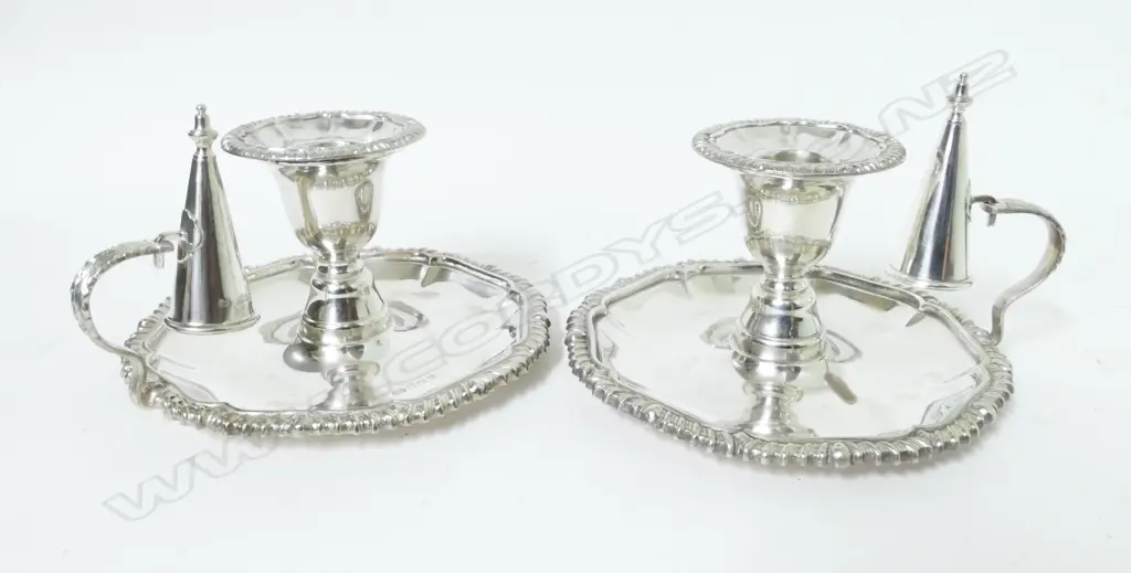 A pair of Georgian style chamber sticks with snuffers Image 1++