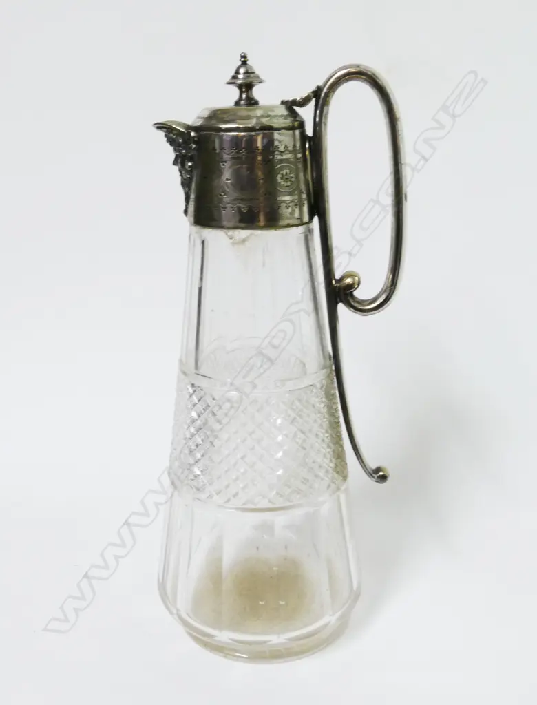 A silver plated mounted cut crystal claret jug Image 1++