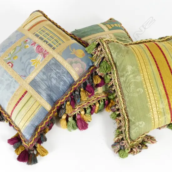 Three Passamaneria Toscana Venetian embroidered cushions