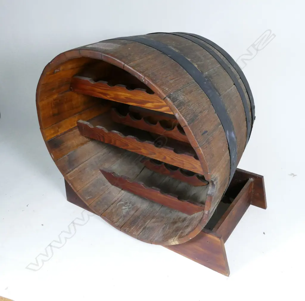 An oak wine barrel bottle storage shelf Image 1++