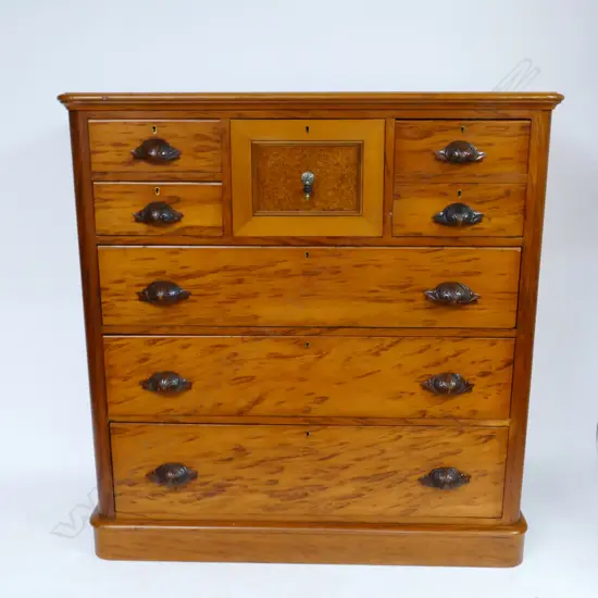 A colonial mottled kauri scotch chest