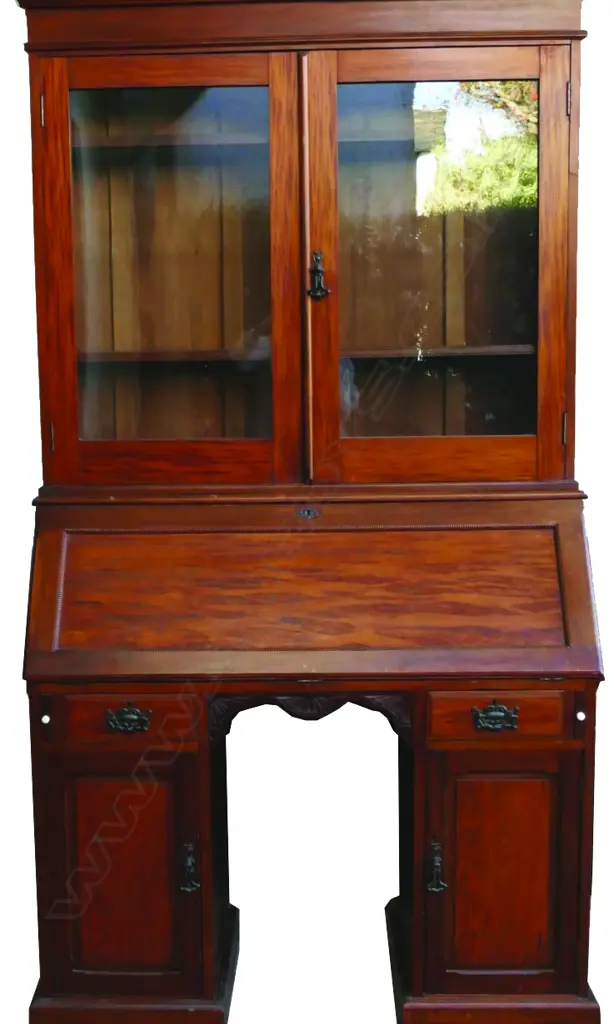 A colonial mottled kauri bookcase bureau Image 1++