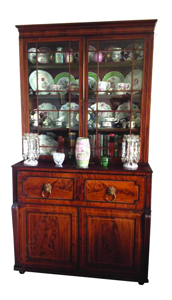 A 19thC mahogany bookcase secretaire Image 1++