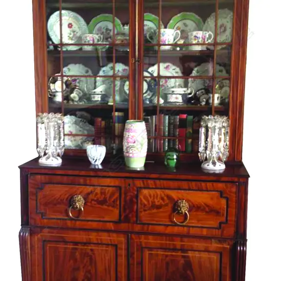 A 19thC mahogany bookcase secretaire