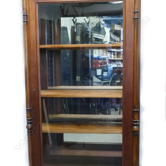 A large Victorian mahogany display vitrine cabinet