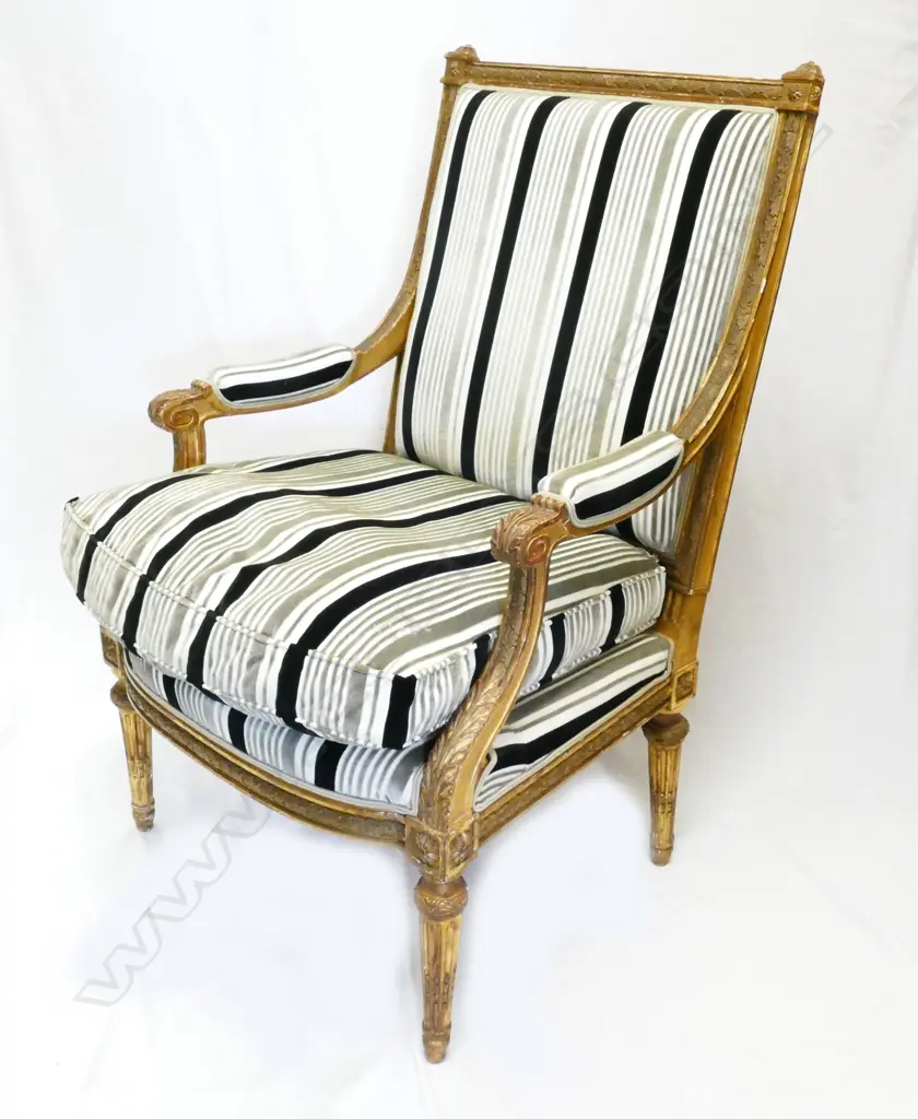 A pair of French Louis XV style open elbow chairs Image 1++