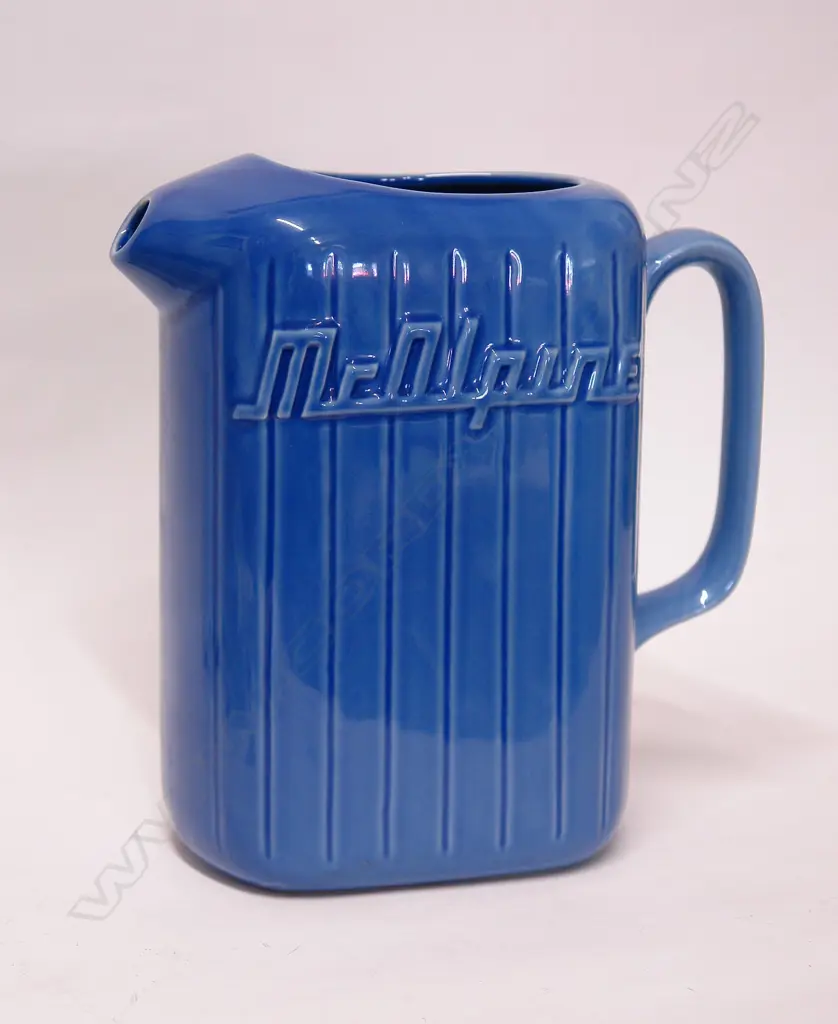 An uncommon Crown Lynn dark blue McAlpine refrigerator jug Image 1++