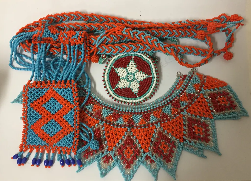 Four North American Indian beaded necklaces c.1950 Image 1++