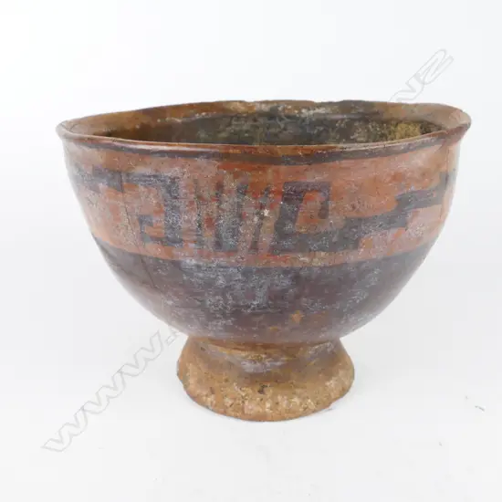 A pre-Columbian Ecuadorian pottery pedestal bowl