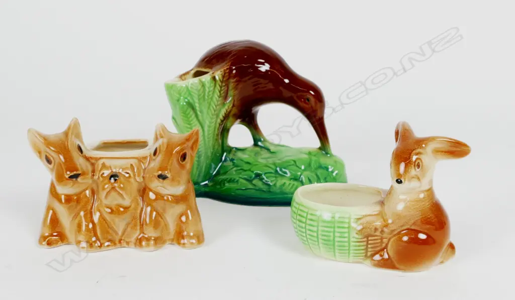 Three Crown Lynn animal vases Image 1++
