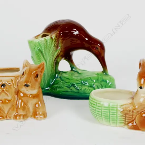 Three Crown Lynn animal vases