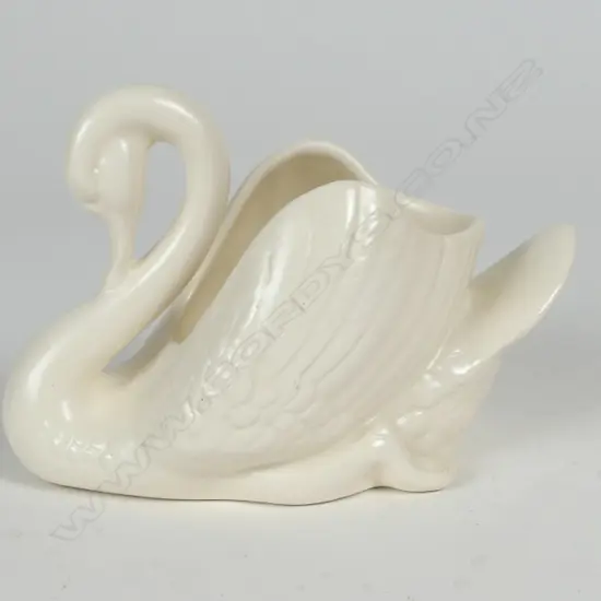 Crown Lynn small white glaze swan vase