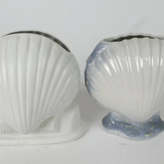 Two Temuka double shell tall trough vases